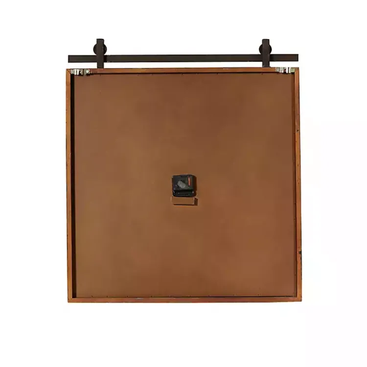 Kirklands Home Clocks|Brown Wood Black Metal Accent Square Wall Clock