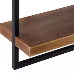 Kirklands Home Shelves|Brown Wood Black Metal Frame Wall Shelves