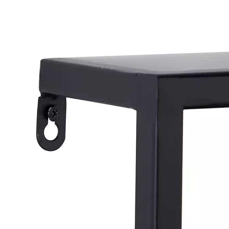 Kirklands Home Shelves|Brown Wood Black Metal Frame Wall Shelves