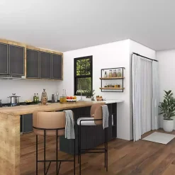 Kirklands Home Shelves|Brown Wood Black Metal Frame Wall Shelves