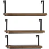 Kirklands Home Shelves|Brown Wood Black Metal Frame 3-pc. Wall Shelves