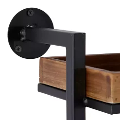 Kirklands Home Shelves|Brown Wood Black Metal Pipe Frame Wall Shelf