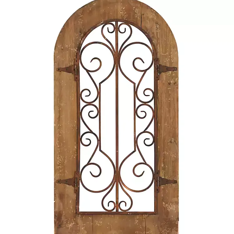Kirklands Home Wall Plaques|Wood Black Metal Scrollwork Wall Plaque Brown
