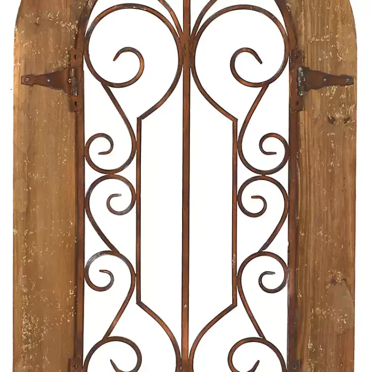 Kirklands Home Wall Plaques|Wood Black Metal Scrollwork Wall Plaque Brown