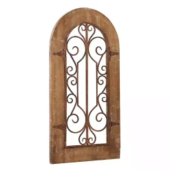 Kirklands Home Wall Plaques|Wood Black Metal Scrollwork Wall Plaque Brown