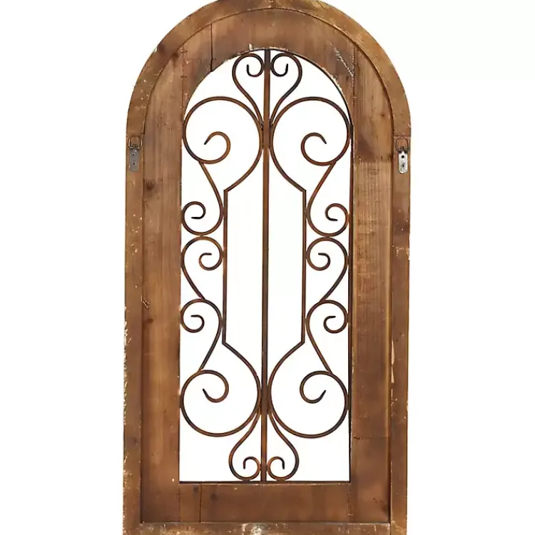 Kirklands Home Wall Plaques|Wood Black Metal Scrollwork Wall Plaque Brown
