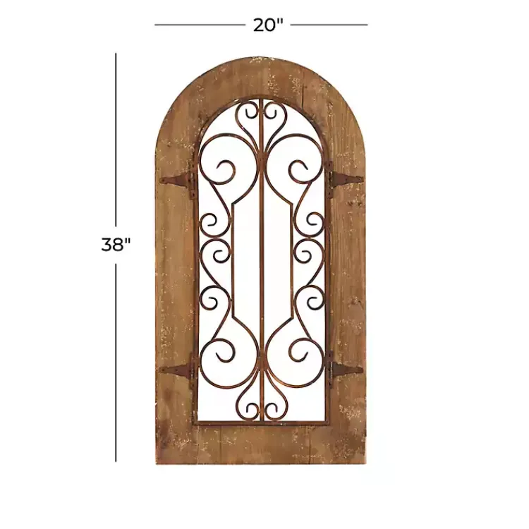 Kirklands Home Wall Plaques|Wood Black Metal Scrollwork Wall Plaque Brown