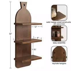 Kirklands Home Shelves|Brown Wood Board Tiered Wall Shelf