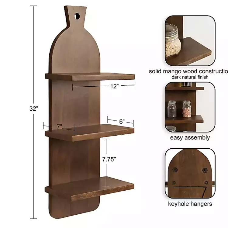 Kirklands Home Shelves|Brown Wood Board Tiered Wall Shelf