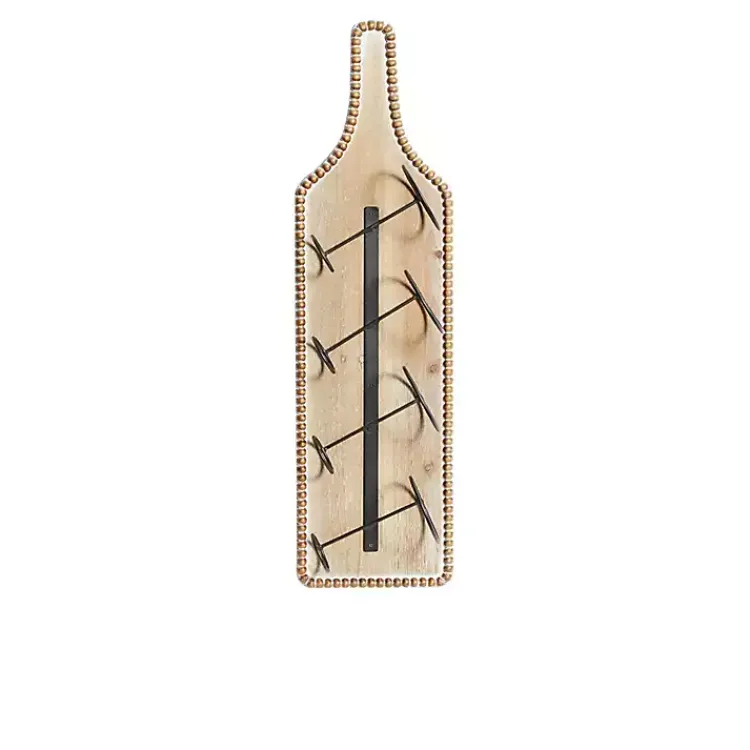 Kirklands Home Wall Storage|Brown Wood Bottle Frame Metal Bracket Wine Holder