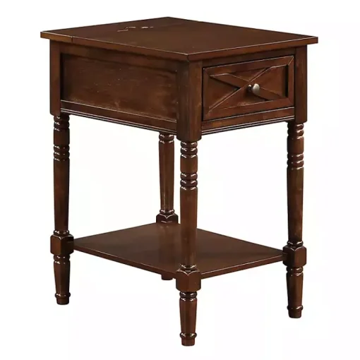 Kirklands Home Accent & End Tables|Wood Charging Traditional Accent Table Brown