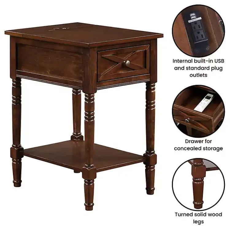 Kirklands Home Accent & End Tables|Wood Charging Traditional Accent Table Brown