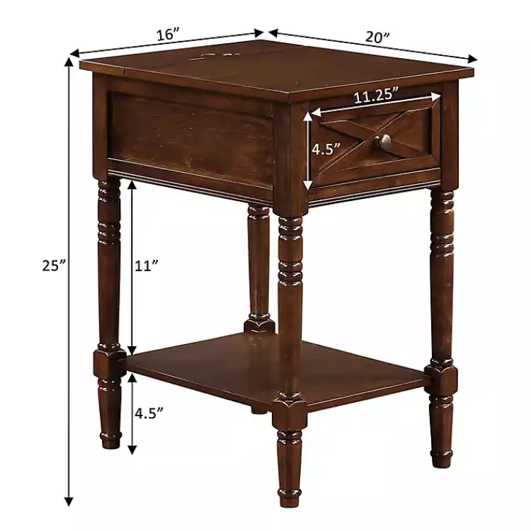 Kirklands Home Accent & End Tables|Wood Charging Traditional Accent Table Brown