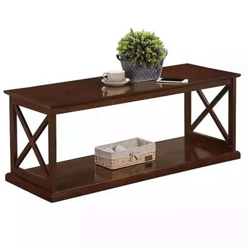 Kirklands Home Coffee Tables|Wood Double X Sides Coffee Table Brown
