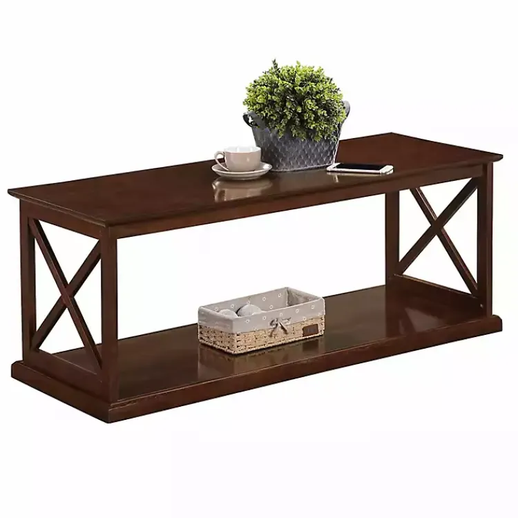 Kirklands Home Coffee Tables|Wood Double X Sides Coffee Table Brown