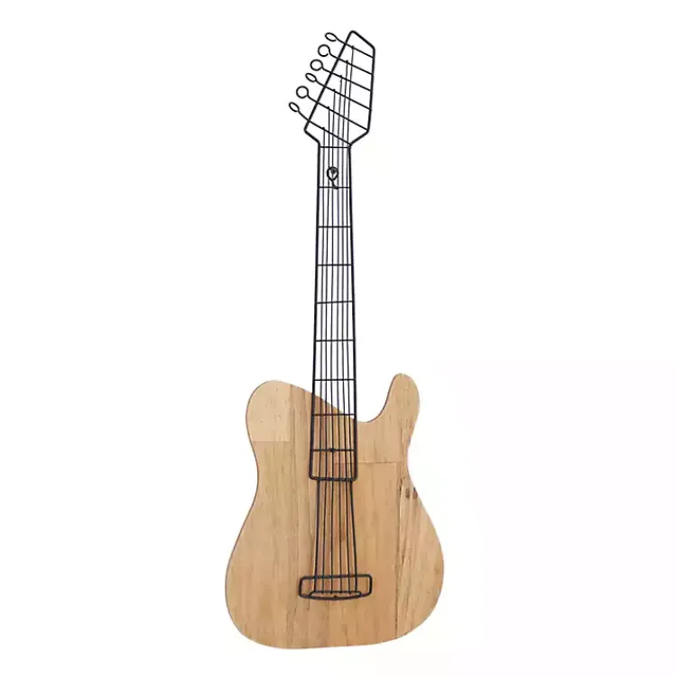 Kirklands Home Wall Plaques|Brown Wood Electric Guitar Wall Plaque