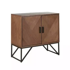 Kirklands Home Cabinets & Sideboards|Brown Wood Frame Metal Base 2-Door Cabinet