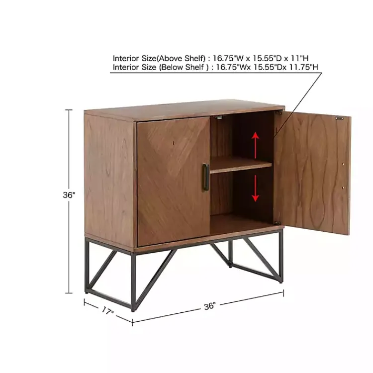 Kirklands Home Cabinets & Sideboards|Brown Wood Frame Metal Base 2-Door Cabinet