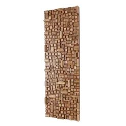 Kirklands Home Wall Plaques|Wood Geometric Block Wall Plaque, 16x48 in. Brown
