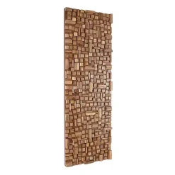 Kirklands Home Wall Plaques|Wood Geometric Block Wall Plaque, 16x48 in. Brown