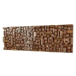 Kirklands Home Wall Plaques|Wood Geometric Block Wall Plaque, 36x12 in. Brown