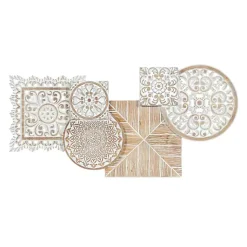 Kirklands Home Wall Plaques|Brown Wood Geometric Layered Shapes Wall Plaque