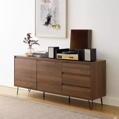 Kirklands Home Tv Stands & Media Consoles|Wood Hairpin Legs Media Cabinet Brown