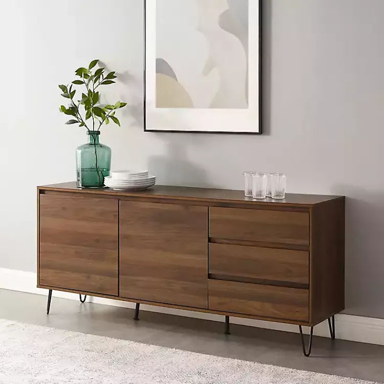 Kirklands Home Tv Stands & Media Consoles|Wood Hairpin Legs Media Cabinet Brown