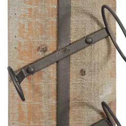 Kirklands Home Wall Storage|Wood Panel Black Metal Wine Rack Brown