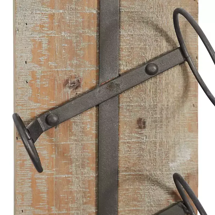 Kirklands Home Wall Storage|Wood Panel Black Metal Wine Rack Brown