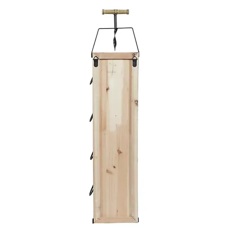 Kirklands Home Wall Storage|Wood Panel Black Metal Wine Rack Brown