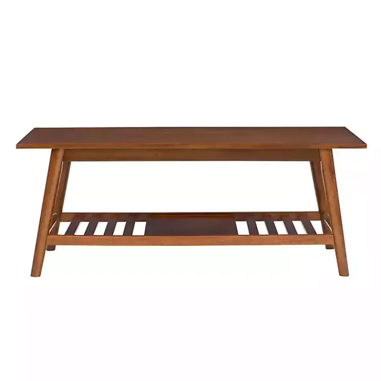 Kirklands Home Coffee Tables|Wood Slatted Bottom Shelf Coffee Table Brown