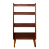 Kirklands Home Bookshelves|Brown Wood 4-Tier Mid Century Modern Bookshelf