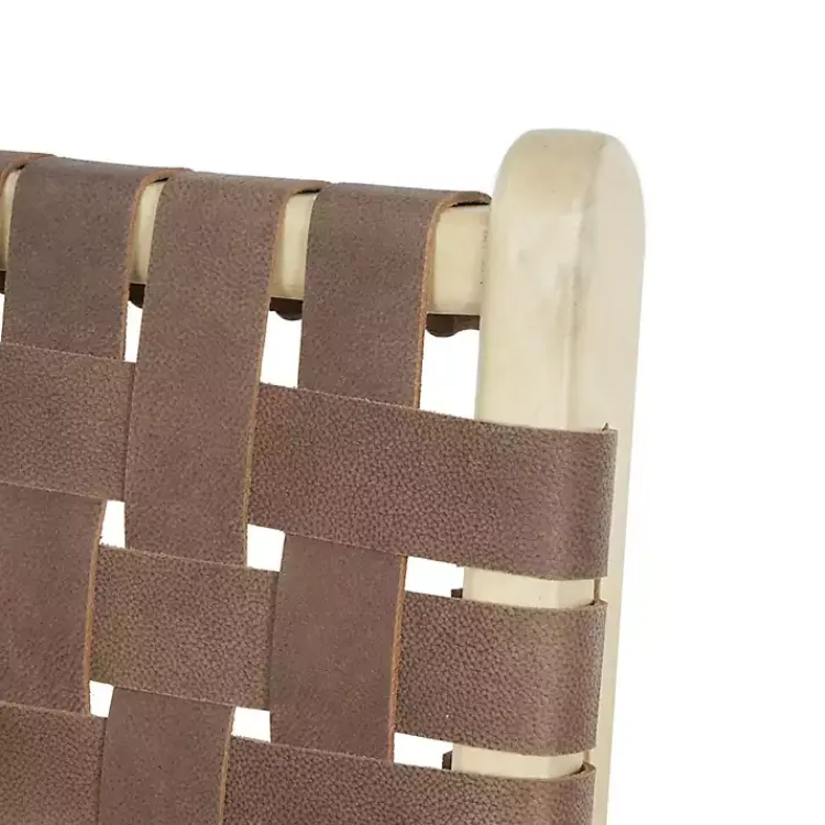 Kirklands Home Bar Stools & Counter Height Stools|Woven Leather Wooden Counter Stool Brown