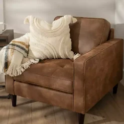 Kirklands Home Accent Chairs|Wyatt Faux Leather Armchair Brown