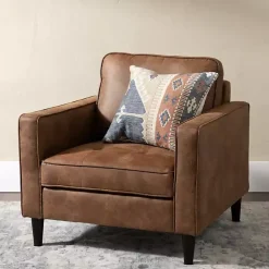 Kirklands Home Accent Chairs|Wyatt Faux Leather Armchair Brown