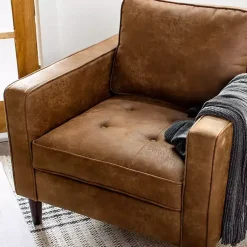 Kirklands Home Accent Chairs|Wyatt Faux Leather Armchair Brown