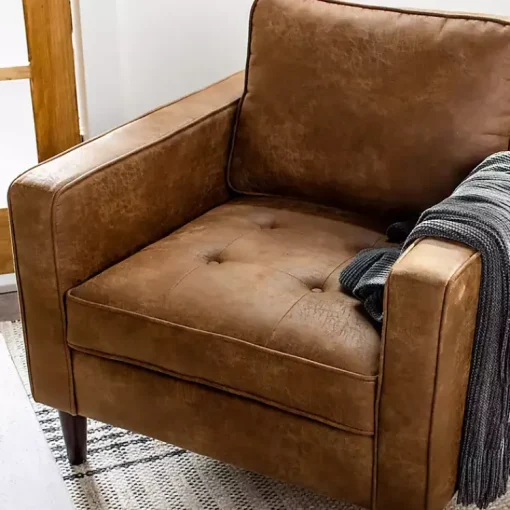 Kirklands Home Accent Chairs|Wyatt Faux Leather Armchair Brown