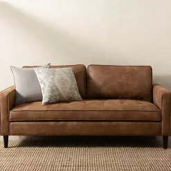 Kirklands Home Sofas & Loveseats|Wyatt Faux Leather Sofa Brown