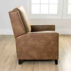 Kirklands Home Accent Chairs|Wyatt Faux Leather Recliner Brown