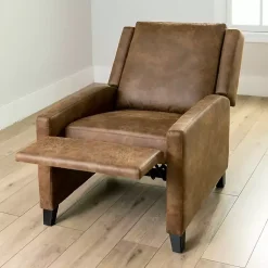 Kirklands Home Accent Chairs|Wyatt Faux Leather Recliner Brown