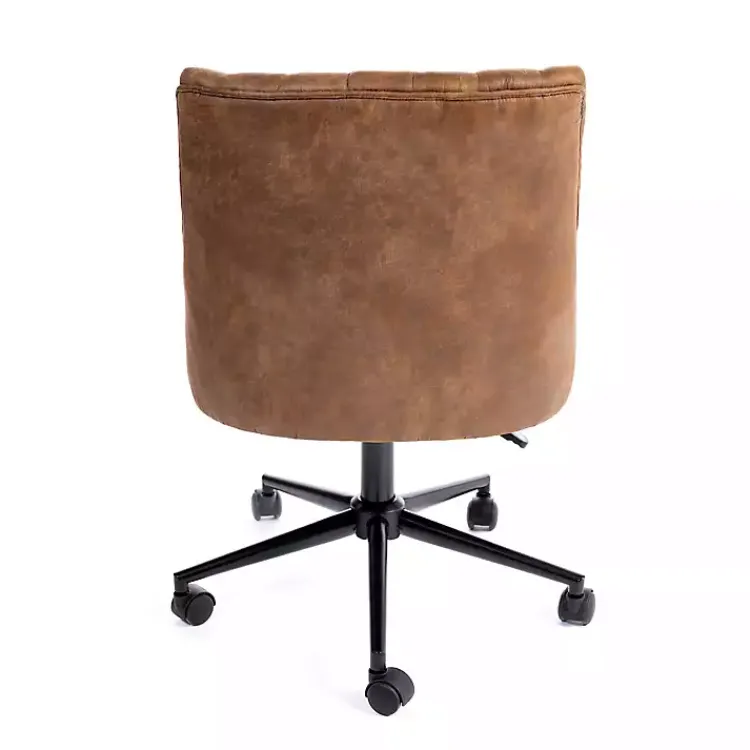 Kirklands Home Office Furniture|Wyatt Faux Leather Swivel Office Chair Brown