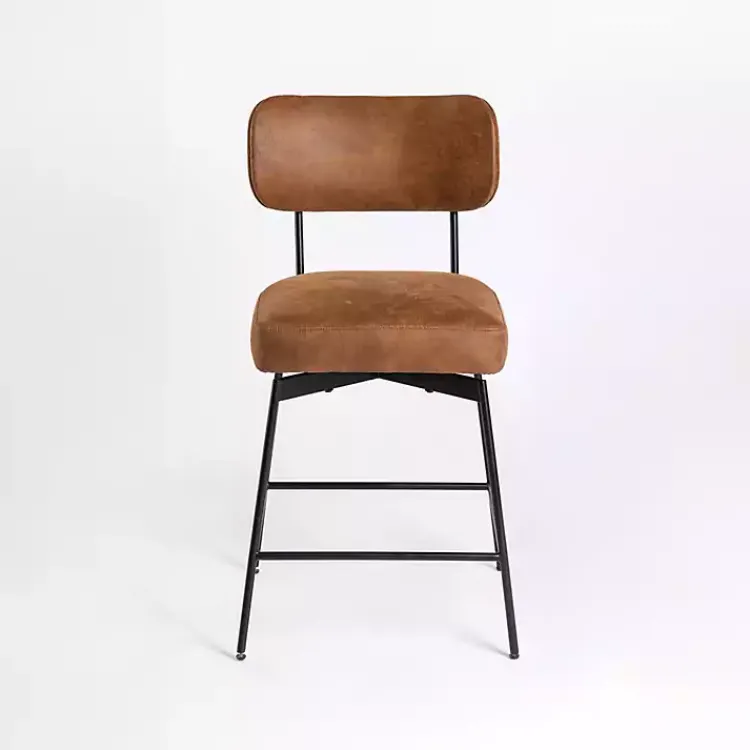 Kirklands Home Bar Stools & Counter Height Stools|Wyatt Faux Leather Swivel Counter Stool Brown