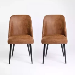 Kirklands Home Dining Chairs|Wyatt Faux Leather Dining Chairs, Set of 2 Brown
