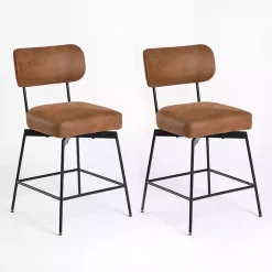 Kirklands Home Bar Stools & Counter Height Stools|Wyatt Swivel Counter Stools, Set of 2 Brown