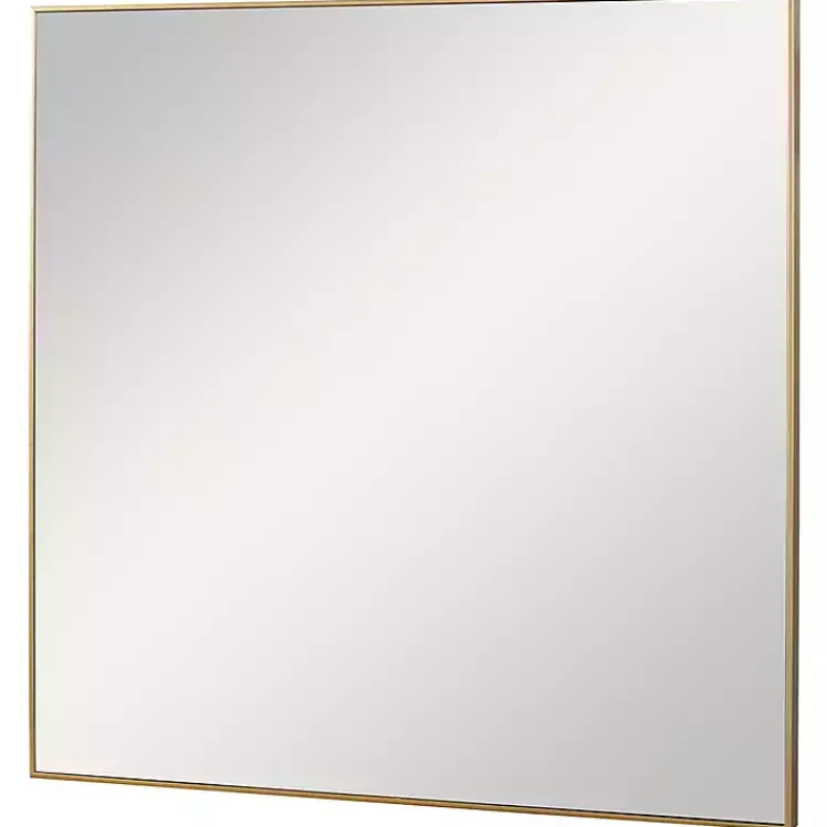Kirklands Home Decorative Mirrors|Brushed Metal Square Framed Mirror Gold