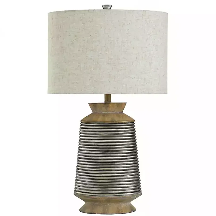 Kirklands Home Table Lamps|Brushed Gold Ribbed Table Lamp Ivory