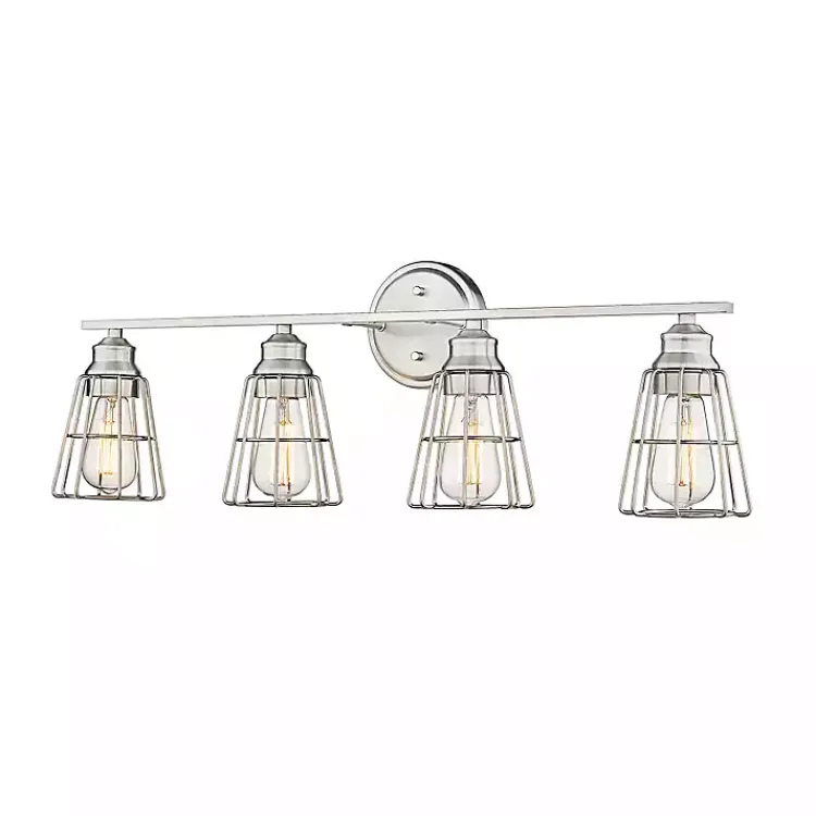 Kirklands Home Flush Mount Lighting|Brushed Nickel Cage Shade Vanity Light Silver