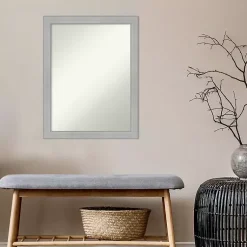 Kirklands Home Framed Mirrors|Brushed Nickel Modern Decorative Wall Mirror
