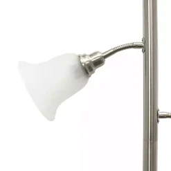 Kirklands Home Floor Lamps|Brushed Nickel 3-Scallop Glass Floor Lamp Gray